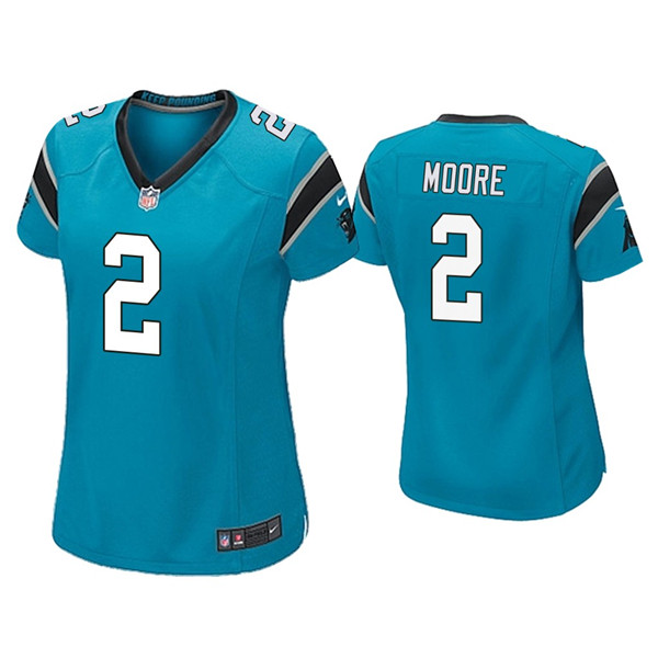 Women's Carolina Panthers #2 D.J Moore Blue Vapor Untouchable Limited Stitched NFL Jersey(Run Small)